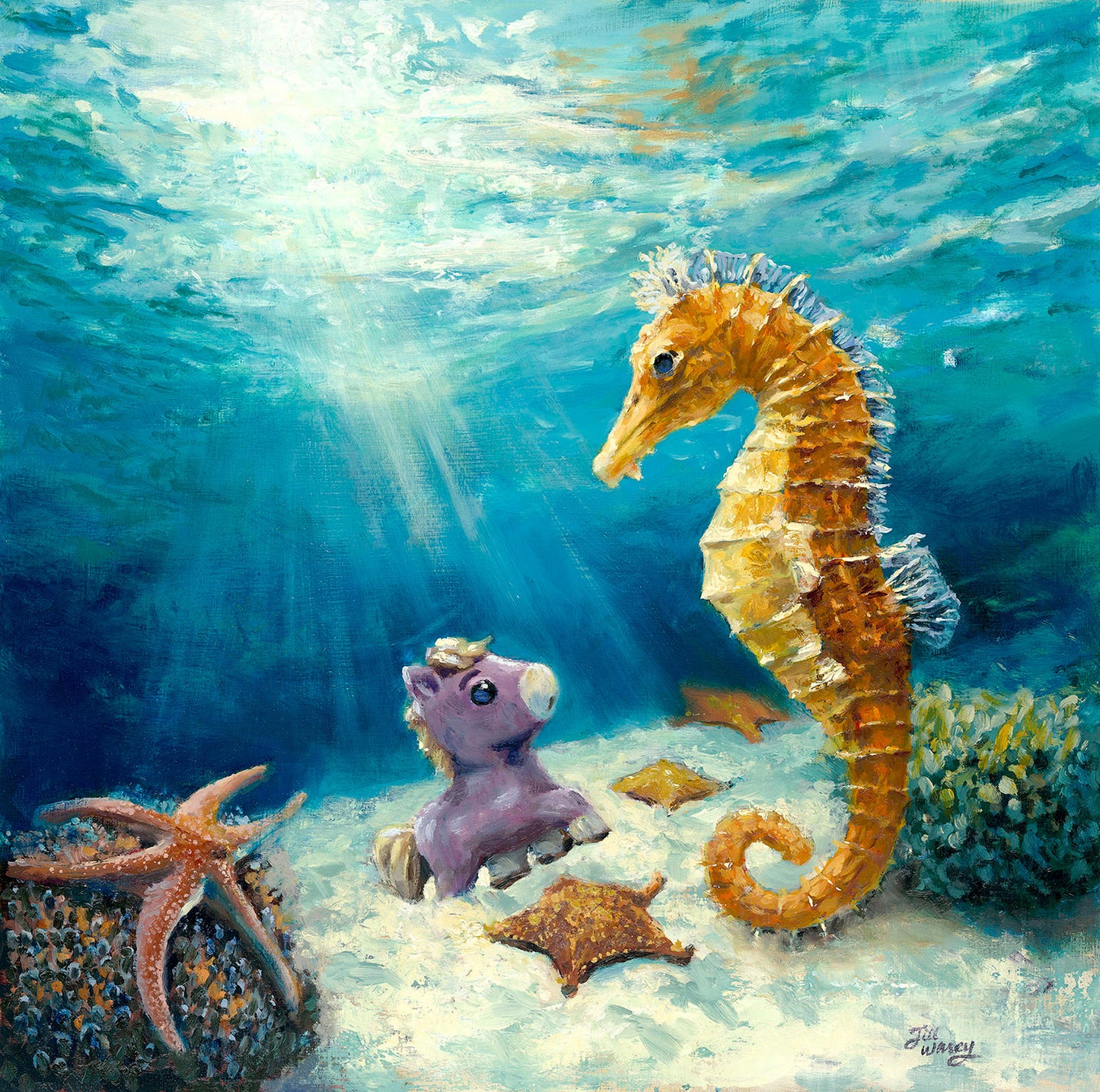 A Newfound Friend - Original Oil Painting (Framed, 12x12")