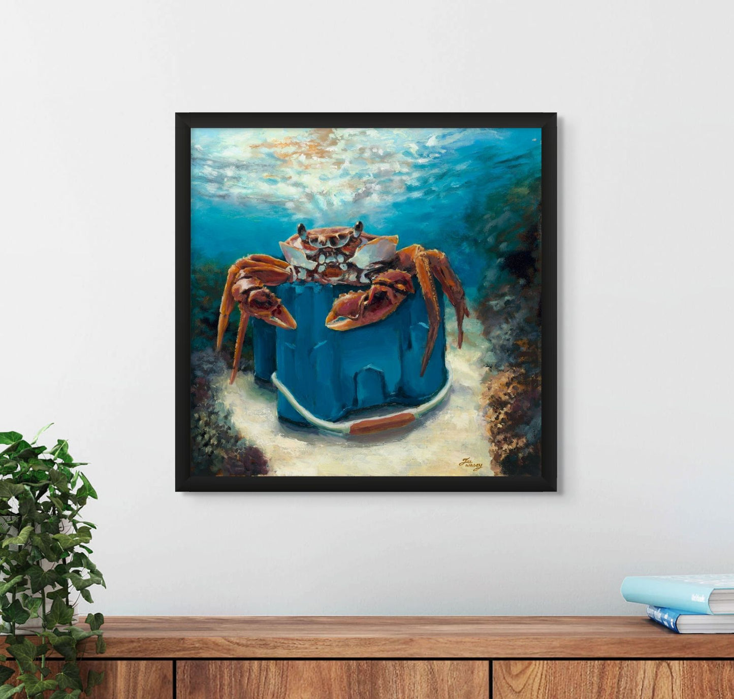 Crabby Kingdom - Original Oil Painting (Framed, 12x12")